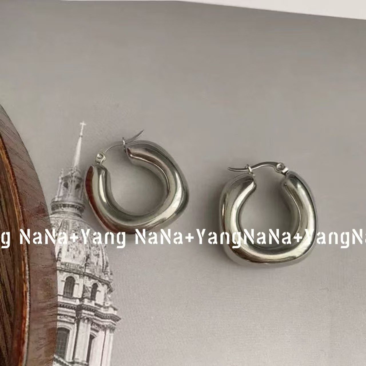 非金属树脂耳饰 【夏季辣妹穿搭】百搭简约素圈气质复古耳圈钉耳钉