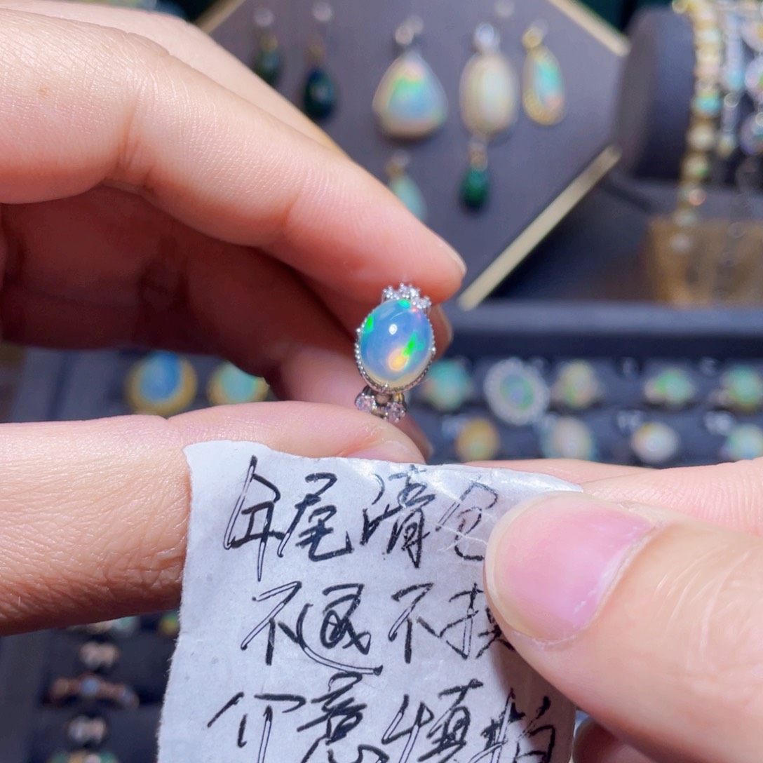 欧泊戒指）银S925镶嵌