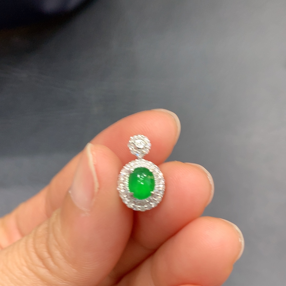 翡翠18K金镶嵌吊坠(不含链)