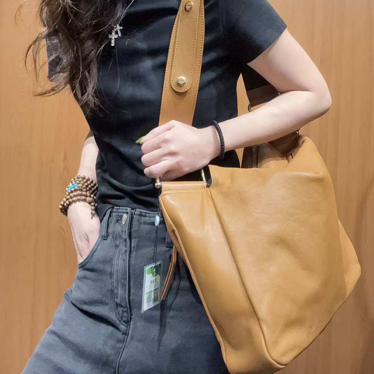 95新 Chloe/蔻依 【蕾】 1VB419 焦糖色单肩托特包