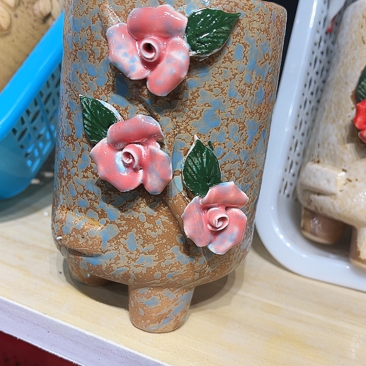 瓷片花盆多肉植物艺术品