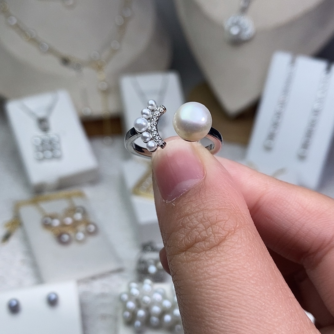 耳饰淡水珍珠银S925镶嵌