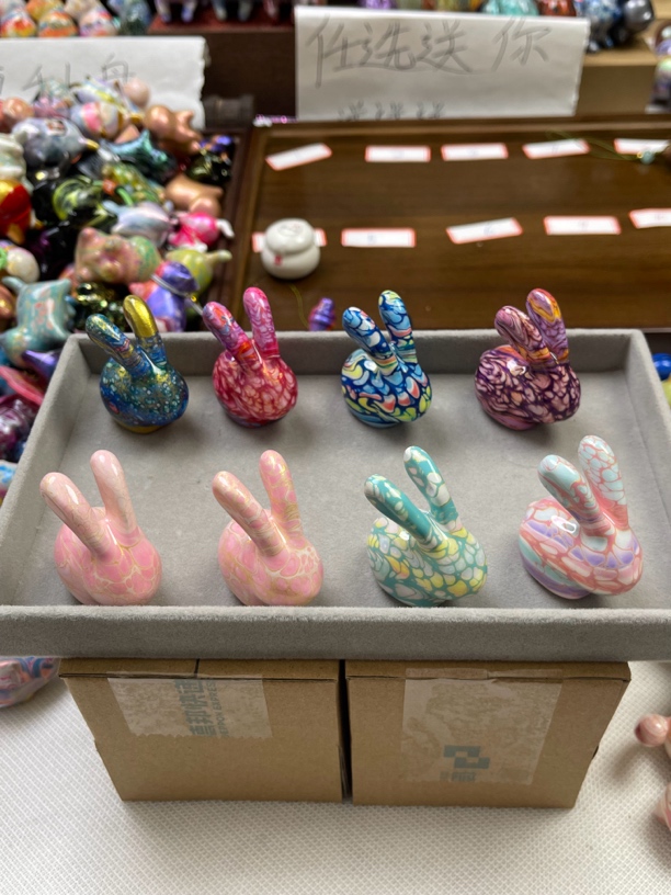 漂漆兔手工 木质桌面摆件可爱小摆件送礼创意手把件