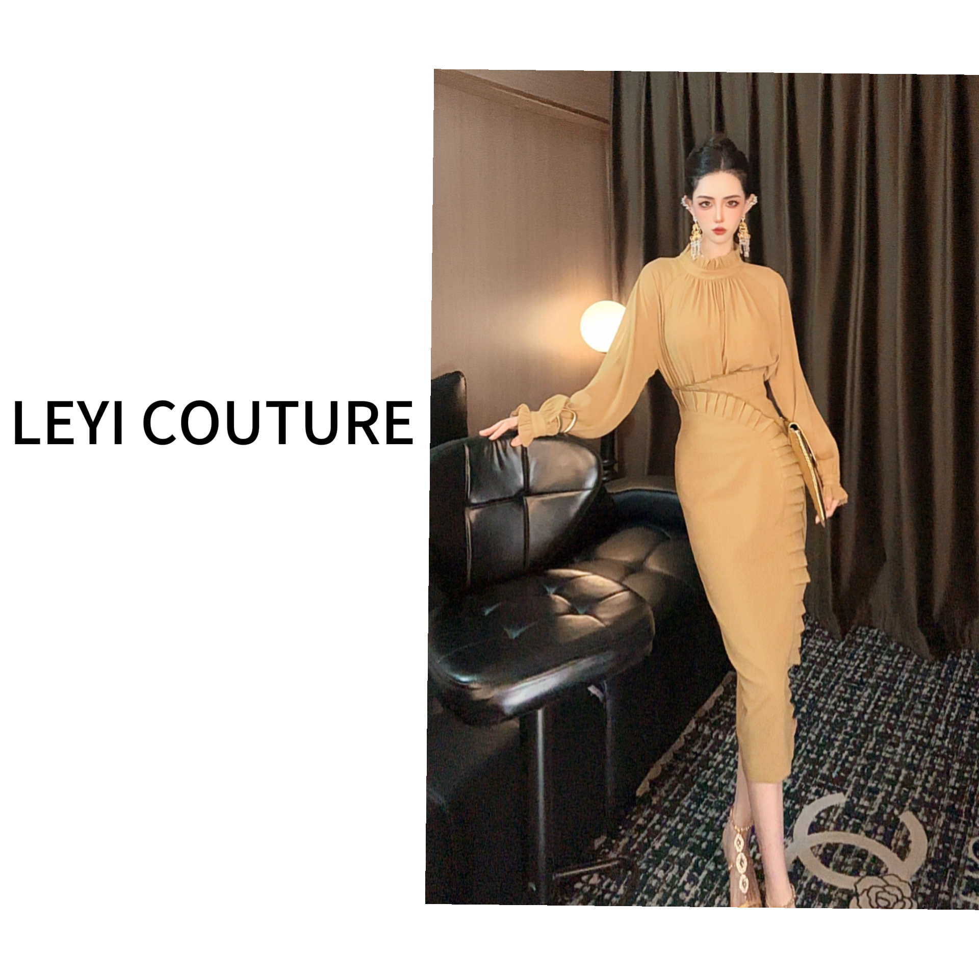 【 LEYI COUTURE】畑畑2025高端气质时尚“初秋原创”连衣裙