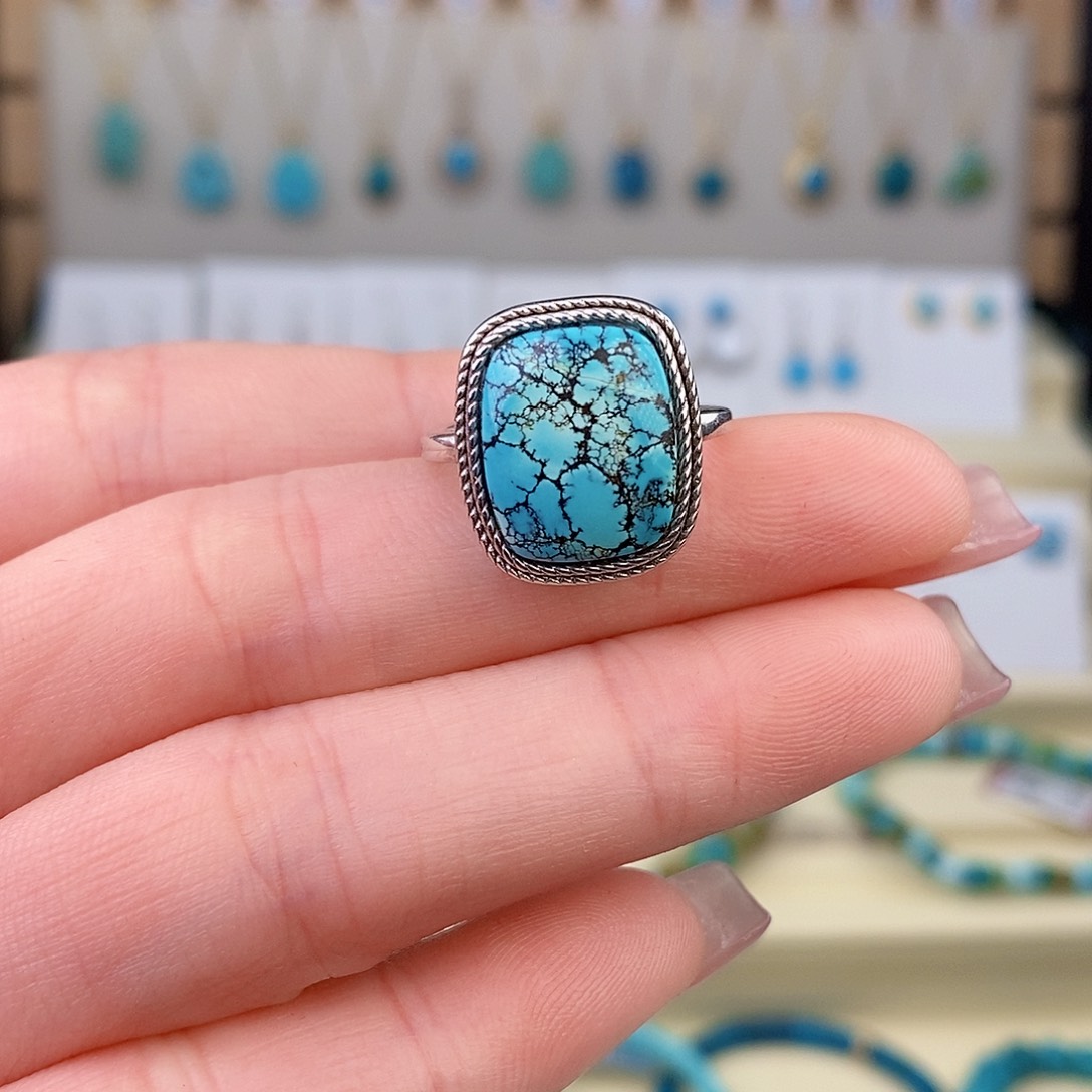 绿松石银S925镶嵌戒指