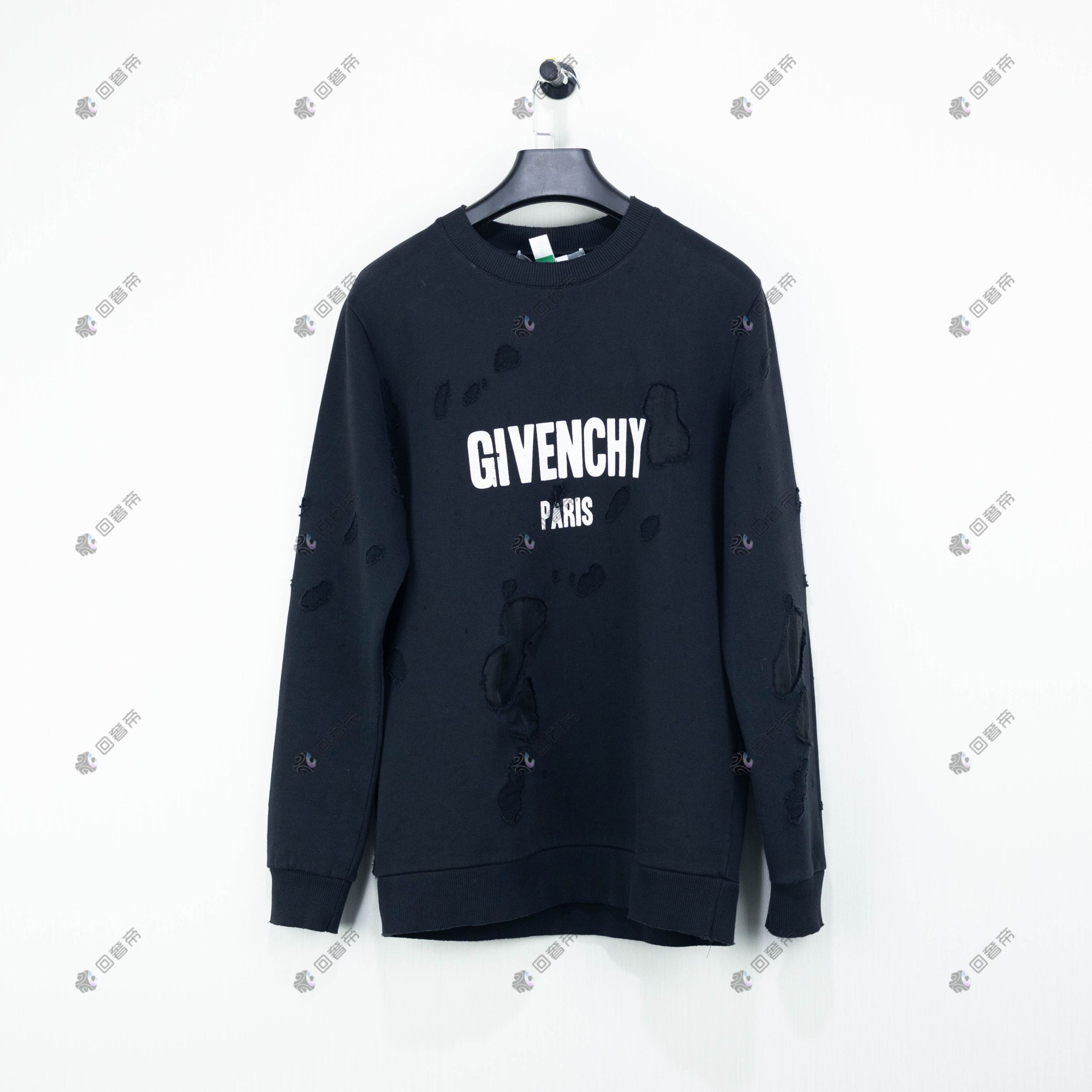 99新 Givenchy/纪梵希 男/XS/黑色破坏卫衣/7658/SN3963