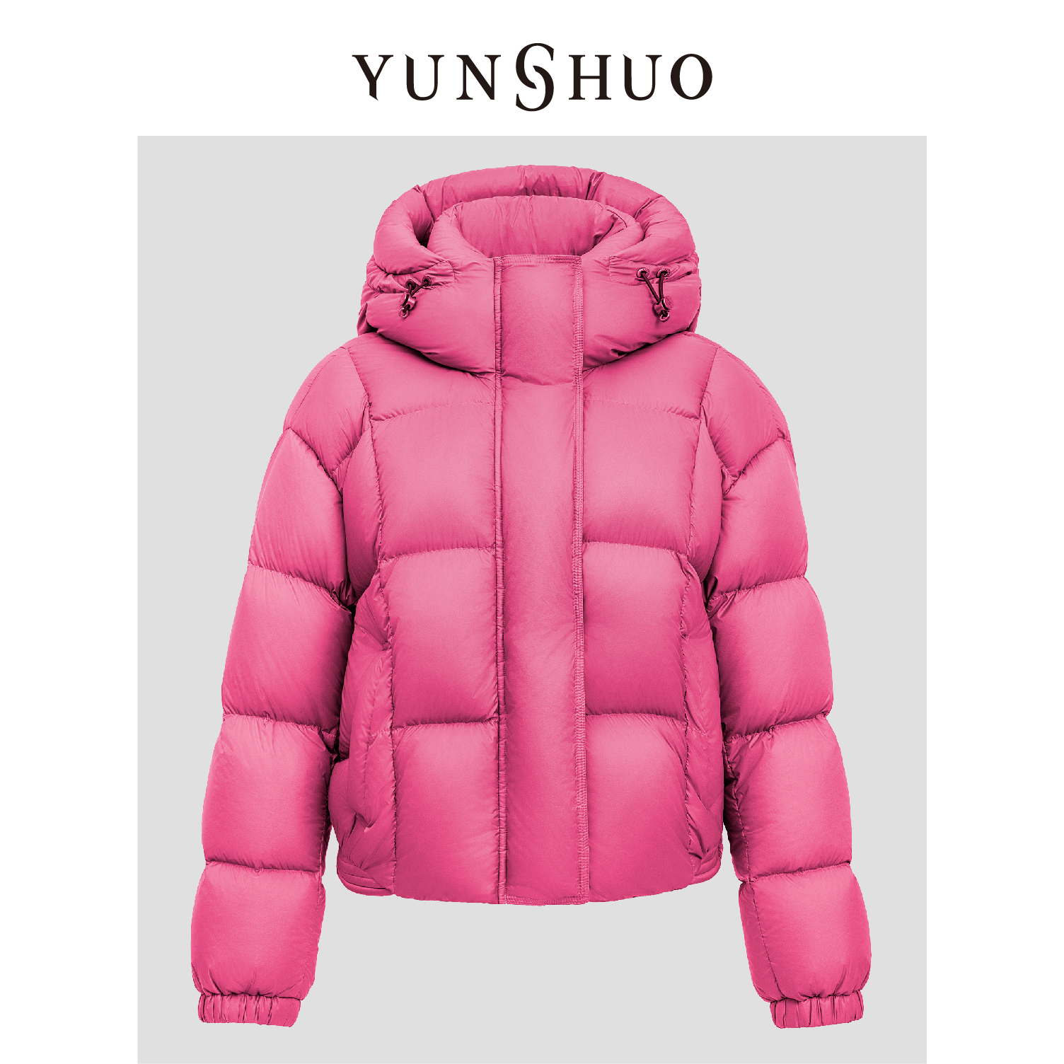 YUNSHUO允硕冬季新品时尚90白鸭绒宽款连帽休闲欧包羽绒服815114