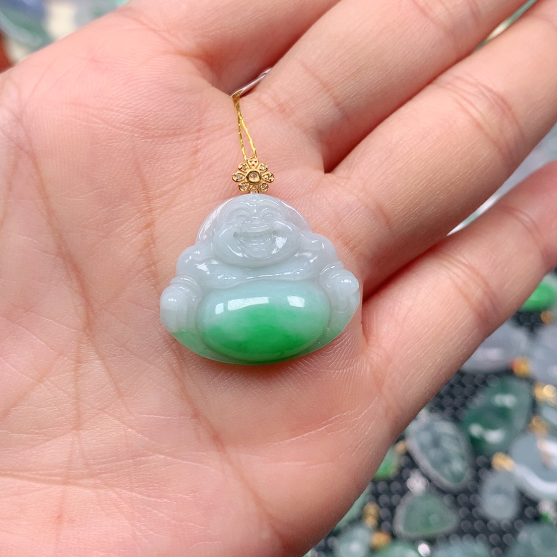 【闪购商品】翡翠吊坠(不含链)18K金镶嵌锋***海