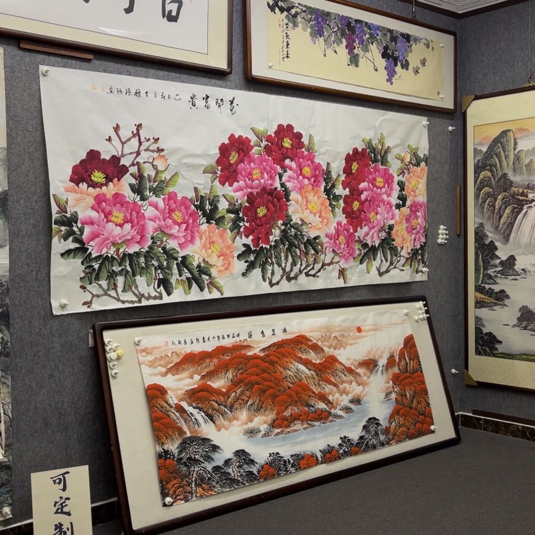 国画八尺花开富贵牡丹花国画作品
