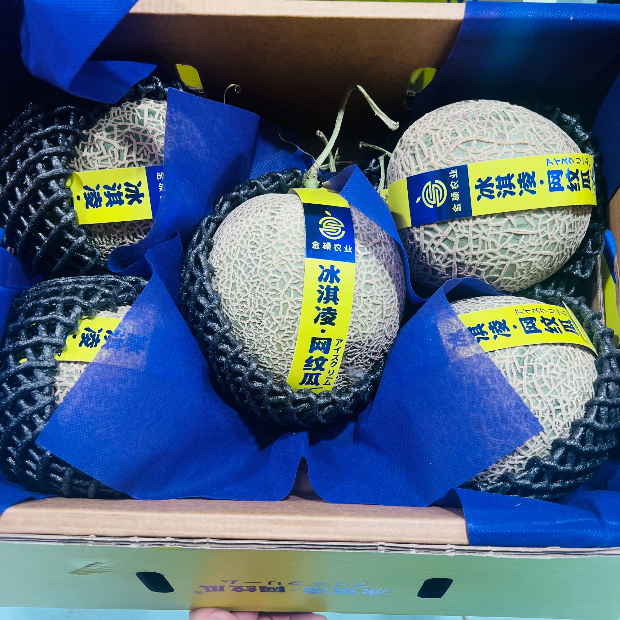 【礼盒装】绿箱冰激凌网纹蜜瓜 整箱5颗装带箱13斤左右