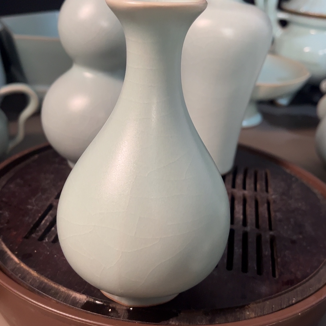 原矿汝瓷仿古釉水玉壶春微瑕