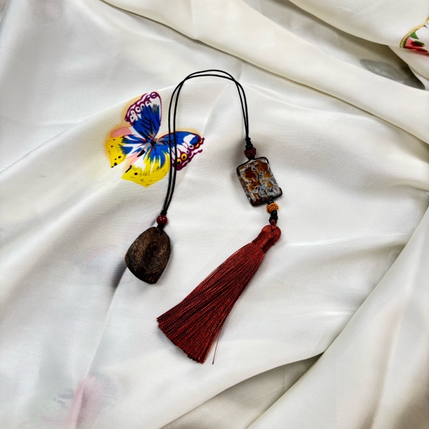 LZ4484-1 （长条形）天然水草恼恼不规则香香书签车挂手机链