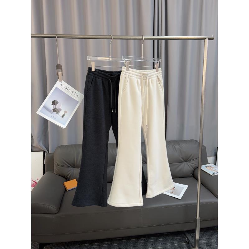 南油通勤秋冬保暖弹休闲裤宽松杏白  黑· 灰 加绒百搭微喇卫裤