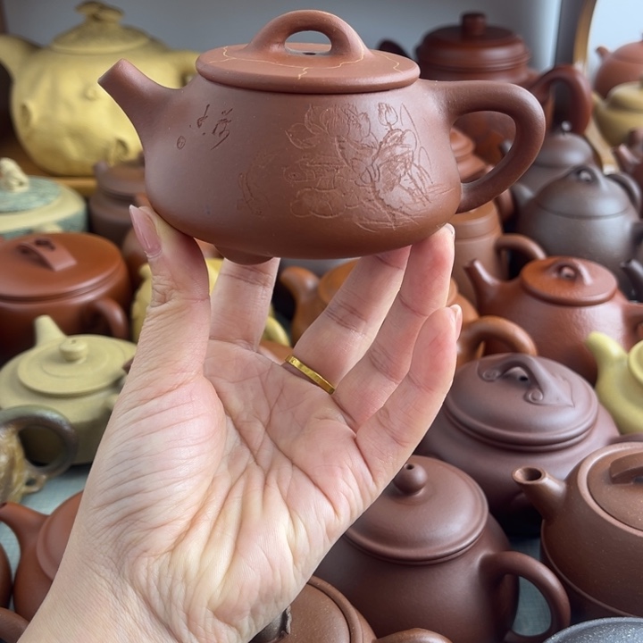 悟***极紫砂茶壶宜兴紫砂微瑕（晃盖流口水）