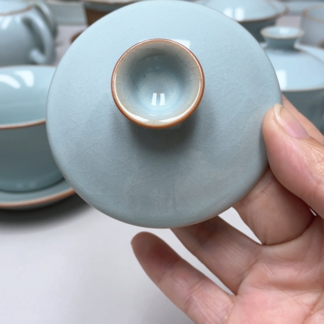 丘***丘瓷张君金边马蹄盖碗的盖子无礼盒