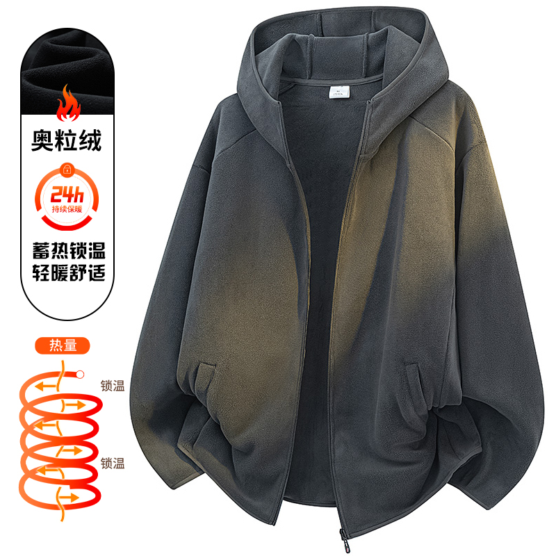韩版纯色色块运动连帽保暖蓄热宽松型厚款春季