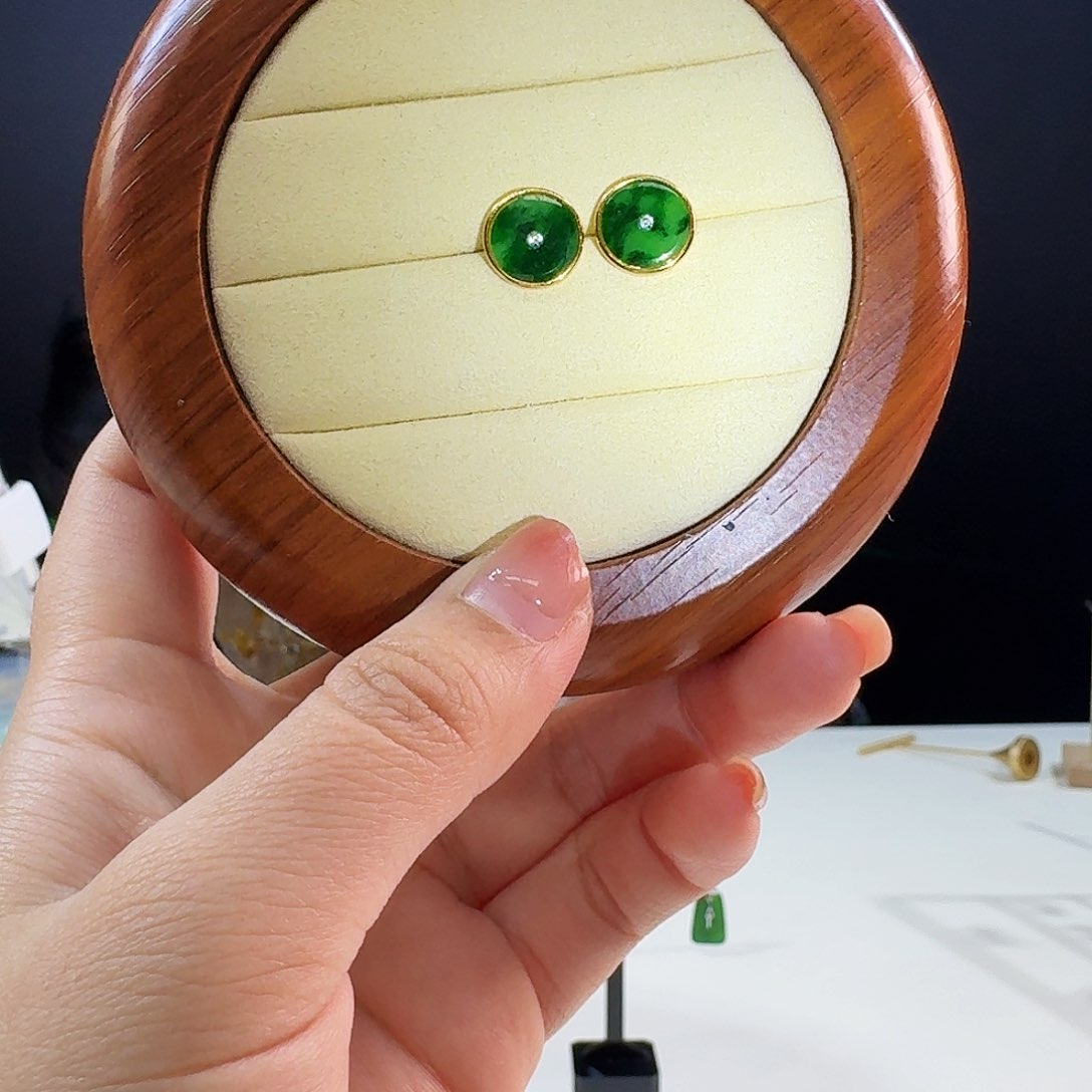 翡翠耳饰银S925镶嵌925镶嵌