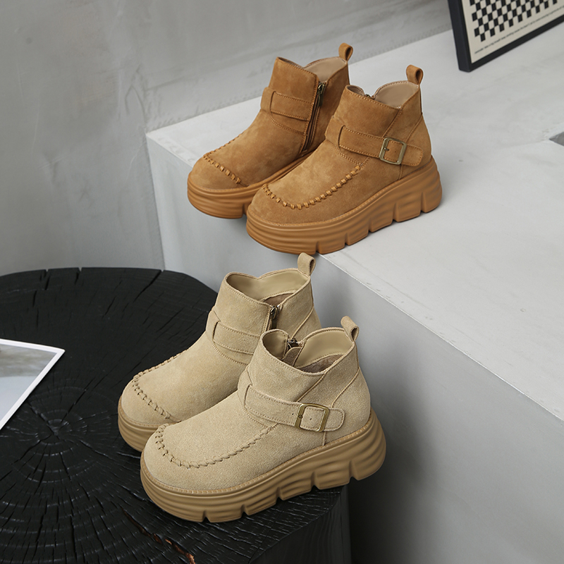 2025新款秋季百搭马丁靴女英伦风复古厚底增高休闲鞋时尚短靴