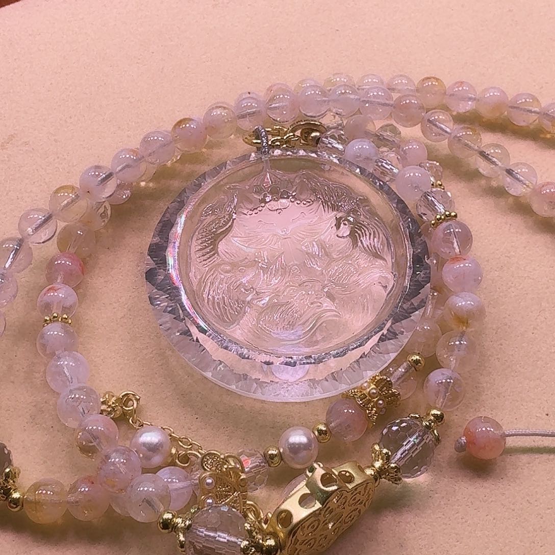 水晶颈饰未镶嵌天然水晶狐狐吊坠