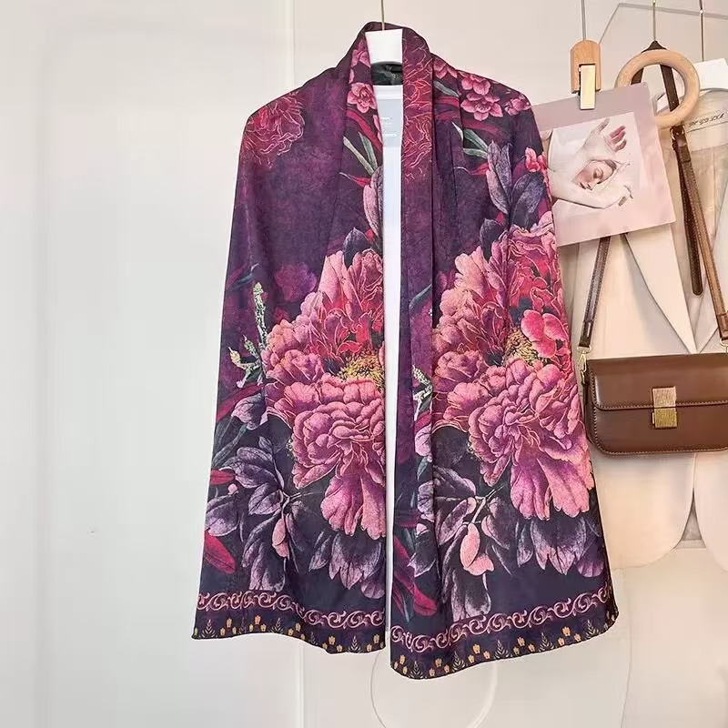 有凤来仪紫韵牡丹丝巾600862