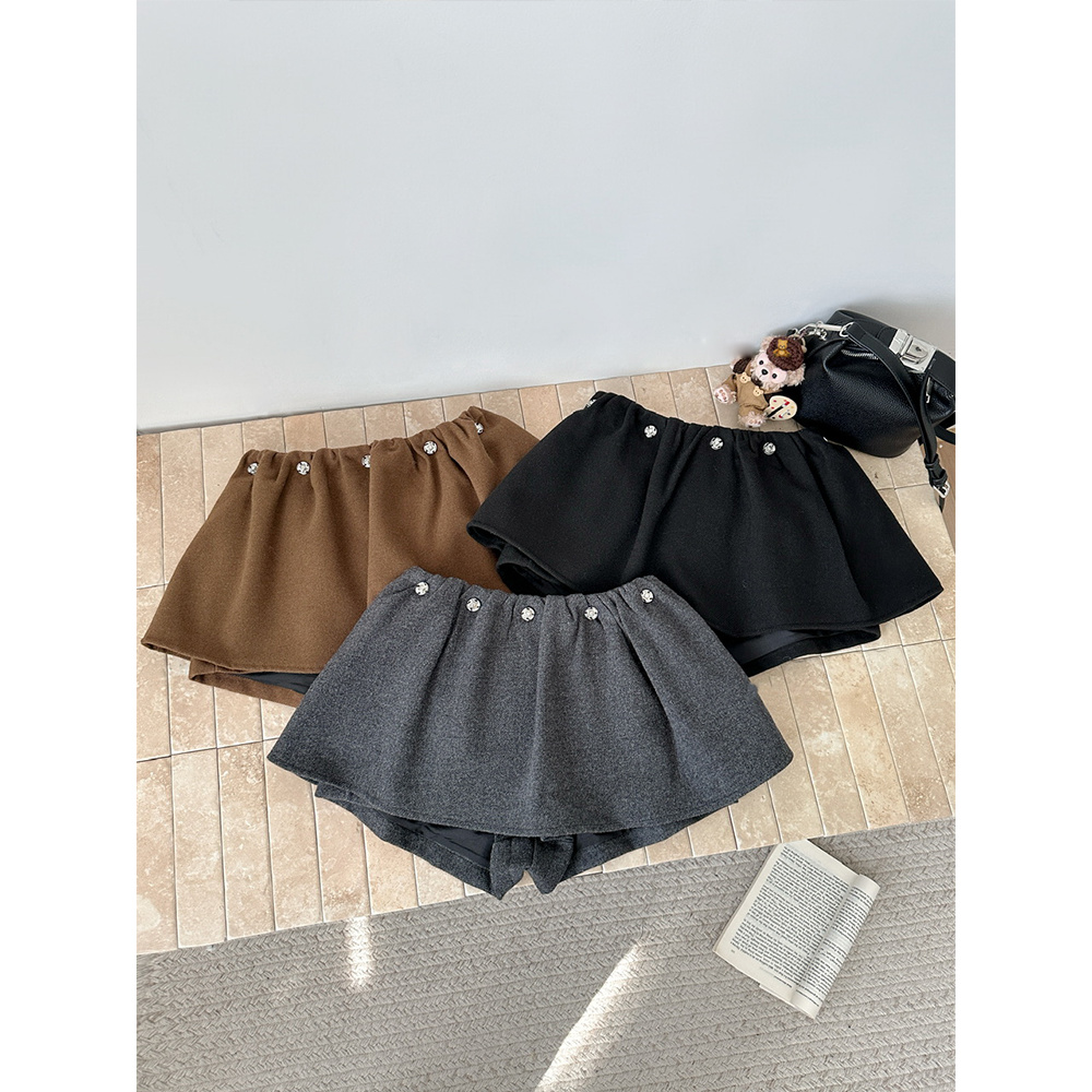 美式复古辣妹毛呢半身裙女秋季新款低腰显瘦防走光蓬蓬短裙子