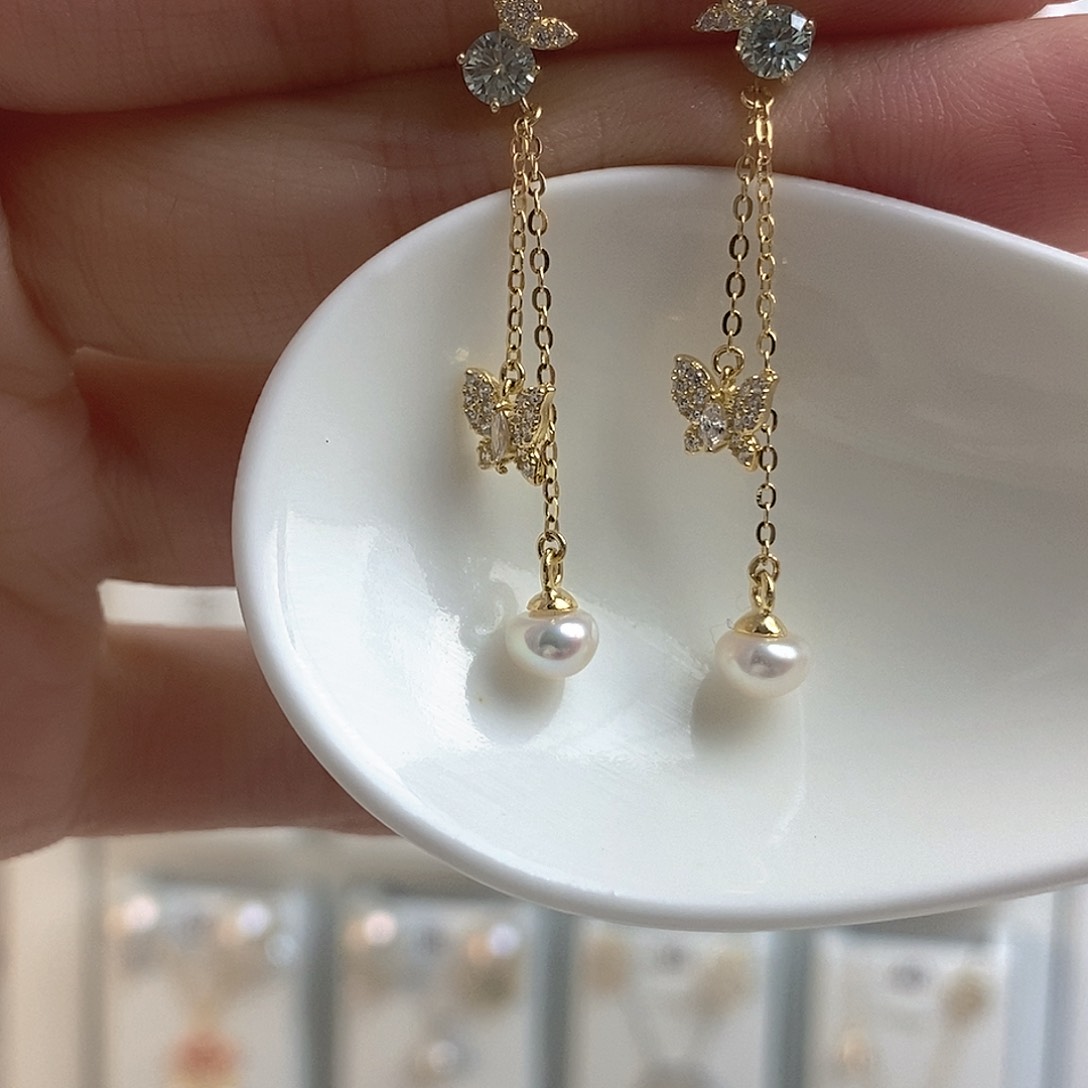 淡水珍珠耳饰银S925镶嵌