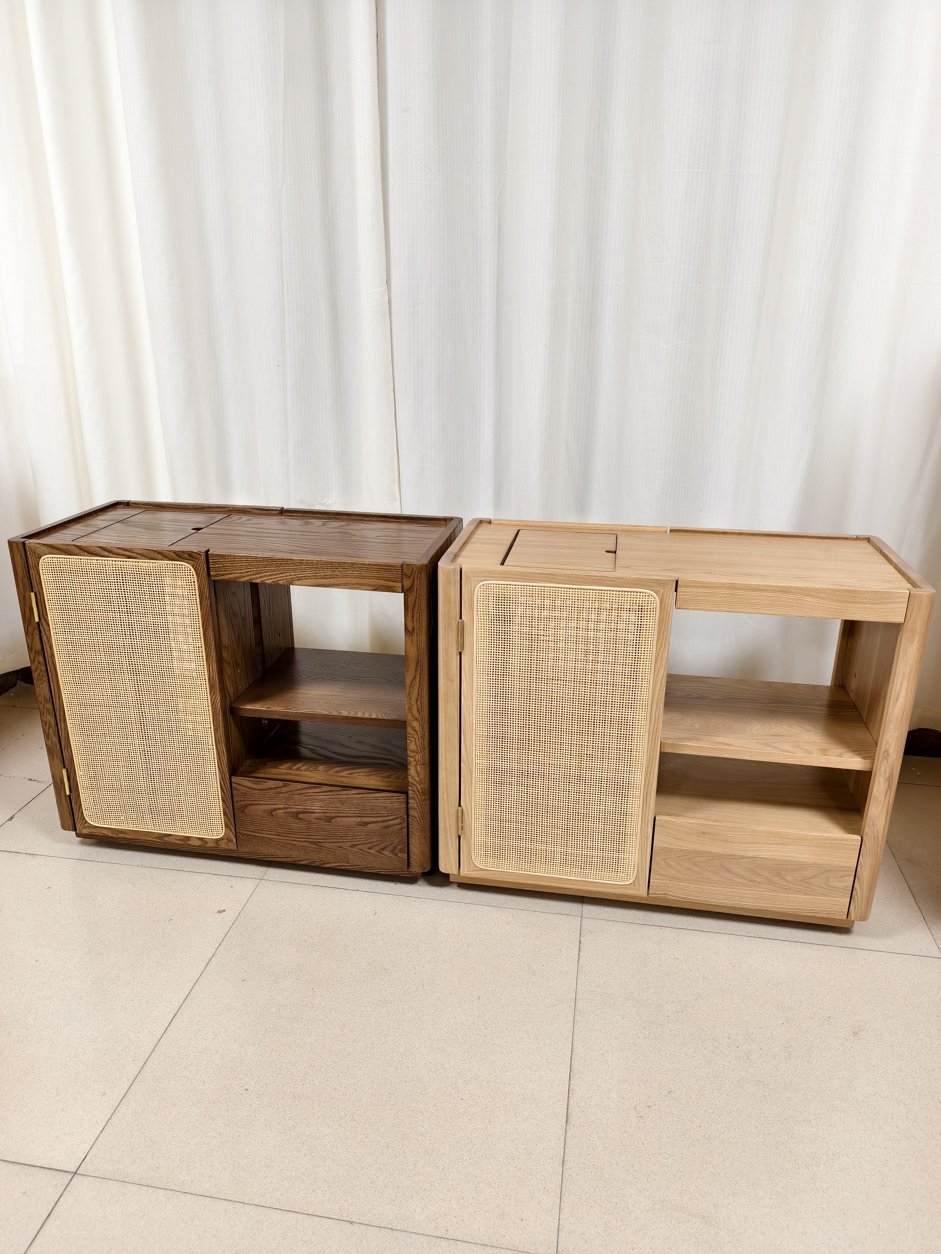 日式风可移动茶水柜原实木泡煮茶桌台一体烧水壶桶吧沙发客厅边几