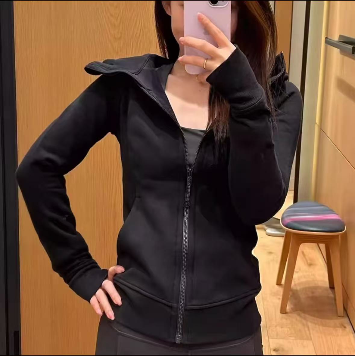 全拉链修身长袖连帽外套-4