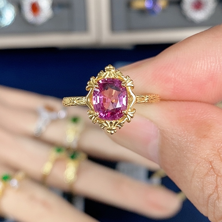 石榴石戒指银S925镶嵌陆*