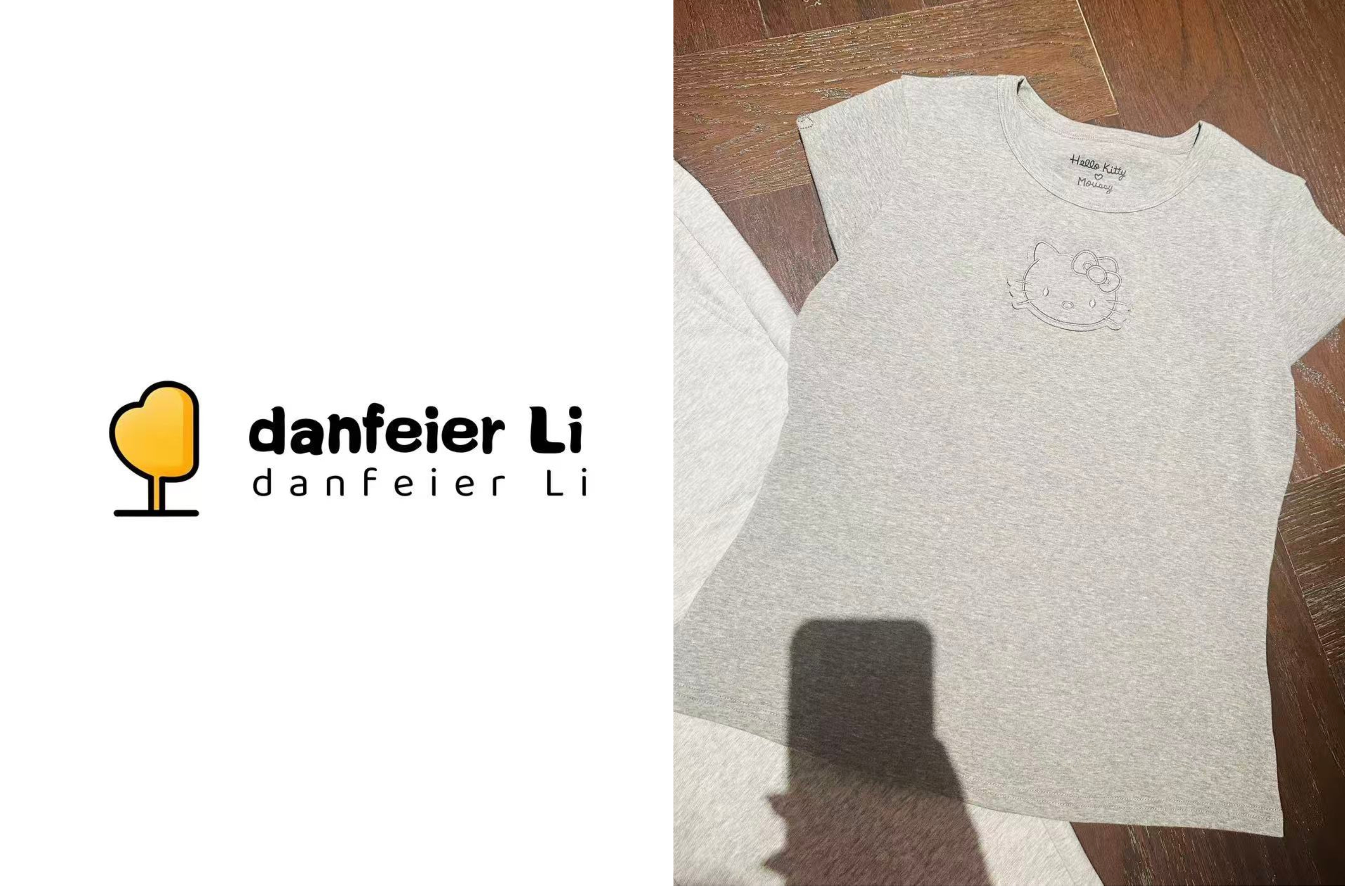 《丫丫推荐款》6093设计款净版灰色猫咪T恤