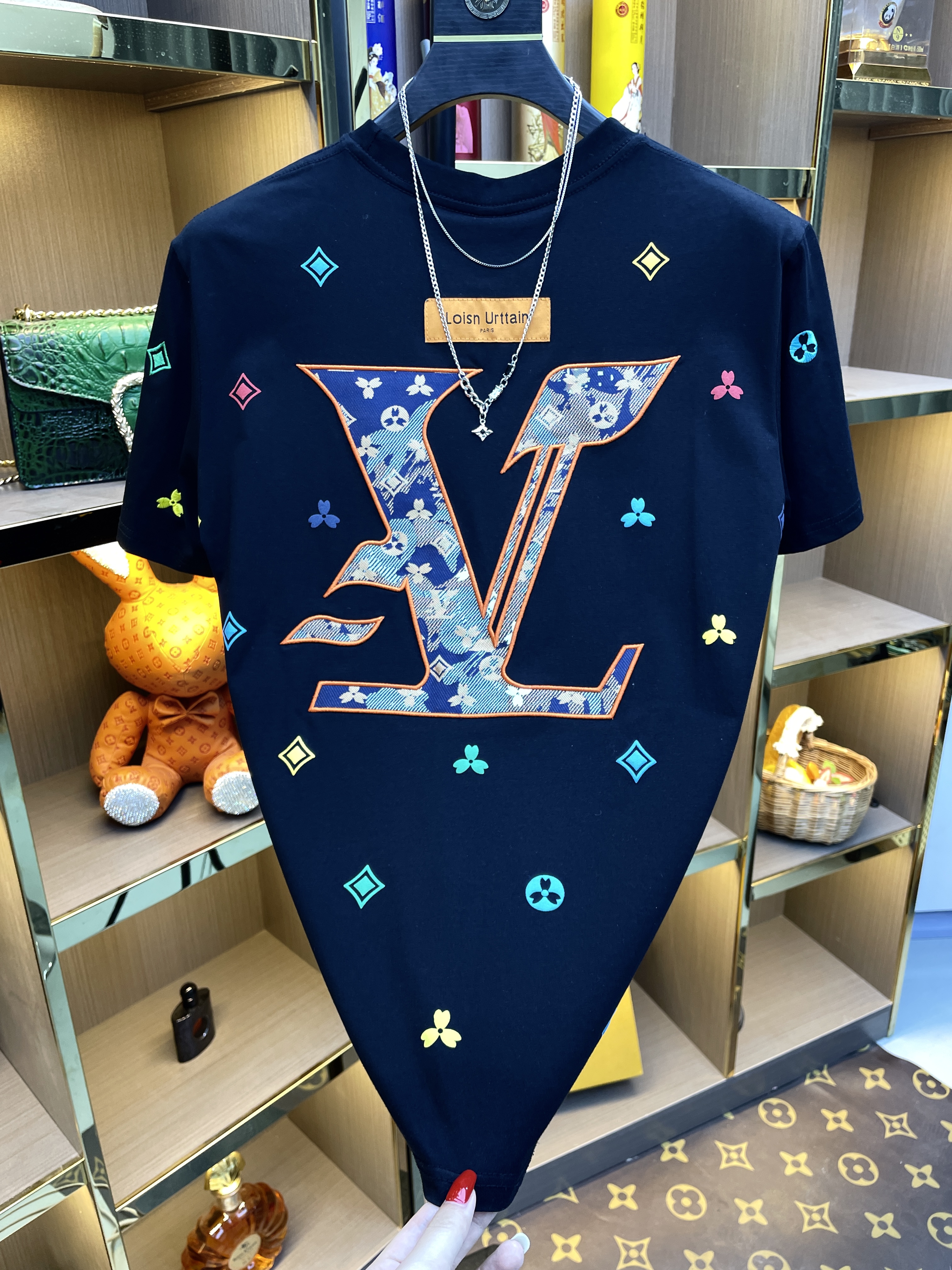 2025年夏季新款时尚刺绣短袖修身男女同款高品质短袖T恤825003-W