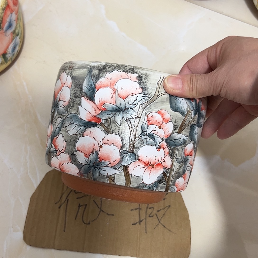 每***肉景德镇炫彩手绘陶瓷花盆