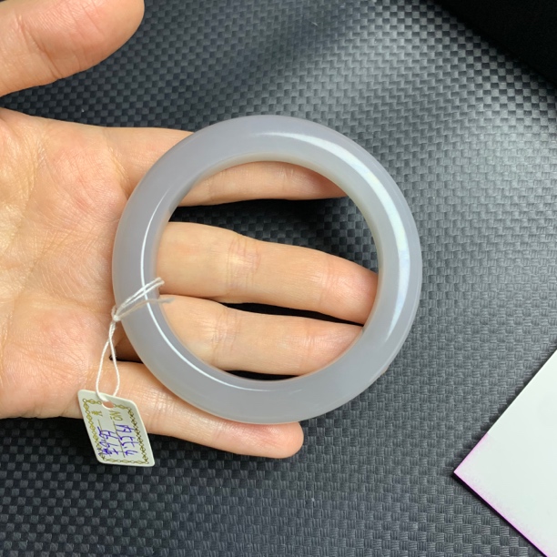 和田玉冰烟紫正圈55圈口手镯