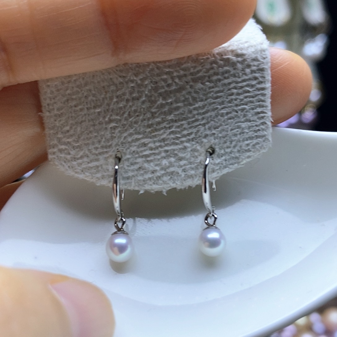 淡水珍珠耳饰银S925镶嵌