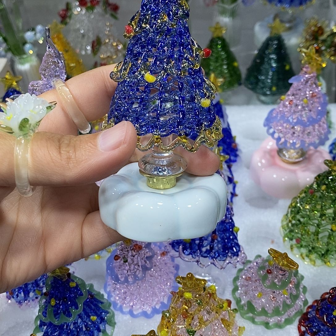 梨***薄玻璃吊坠（不含链）128蓝金带底座