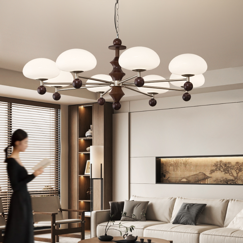 中古风客厅吊灯法式复古餐厅灯中式意式美式书房茶室卧室玻璃吊灯