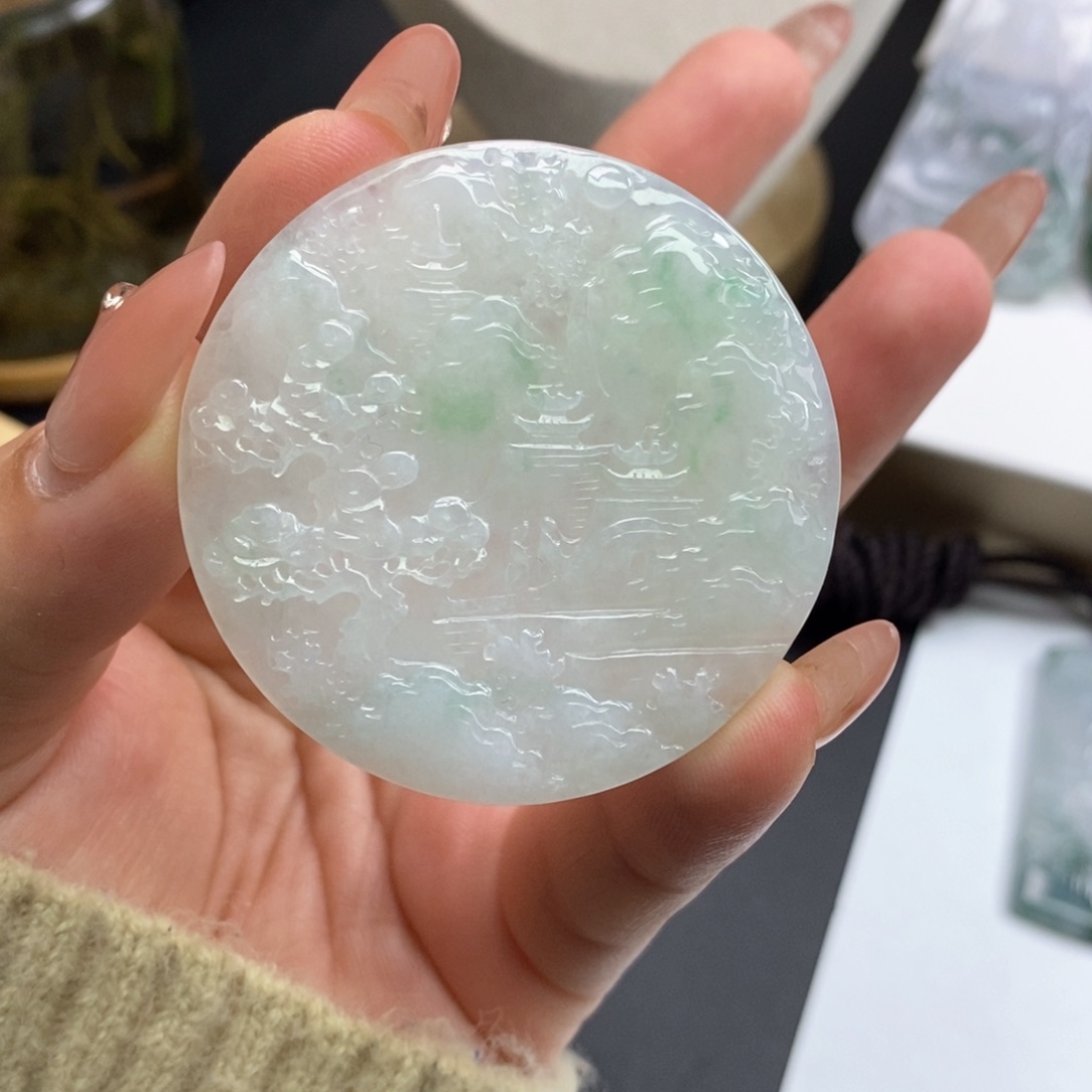翡翠颈饰未镶嵌缅甸天然A货翡翠