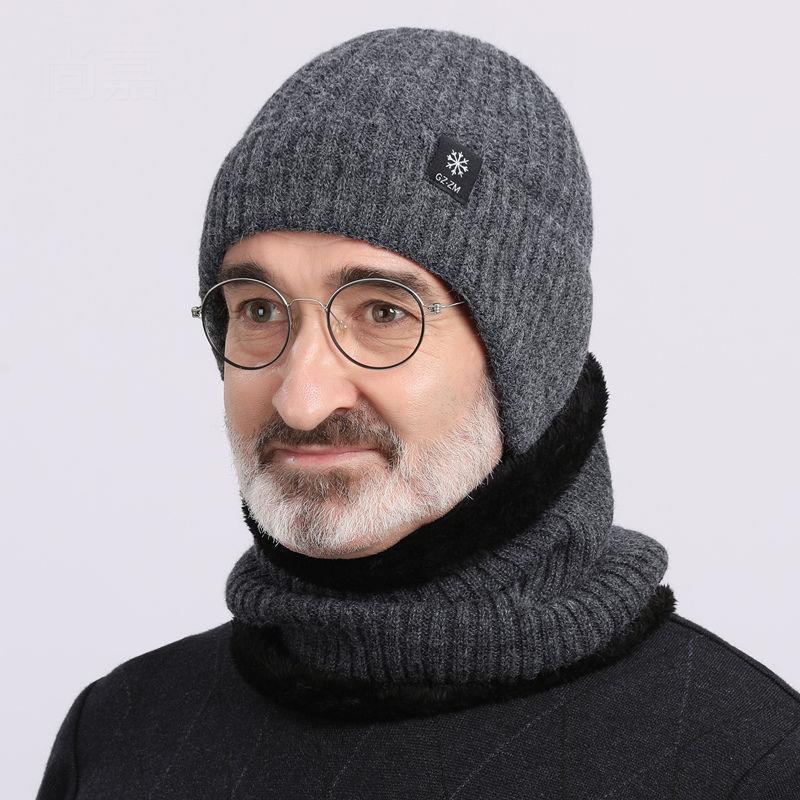 中老年人帽子爸爸爷爷男士冬季保暖护耳老人加厚针织毛线帽男冬天