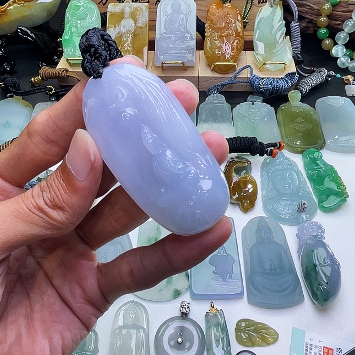 颈饰未镶嵌翡翠黑****发翡翠紫色观音