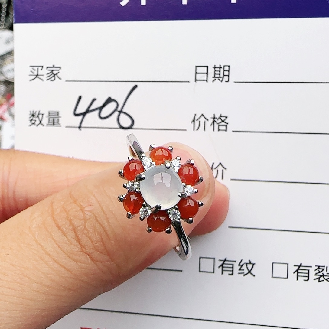 银S925镶嵌戒指翡翠戒指