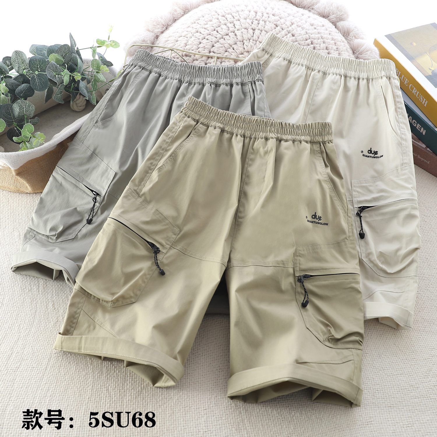 夏季男童工装口袋帅气六分裤拼接时尚短裤中大童儿童百搭5SU68