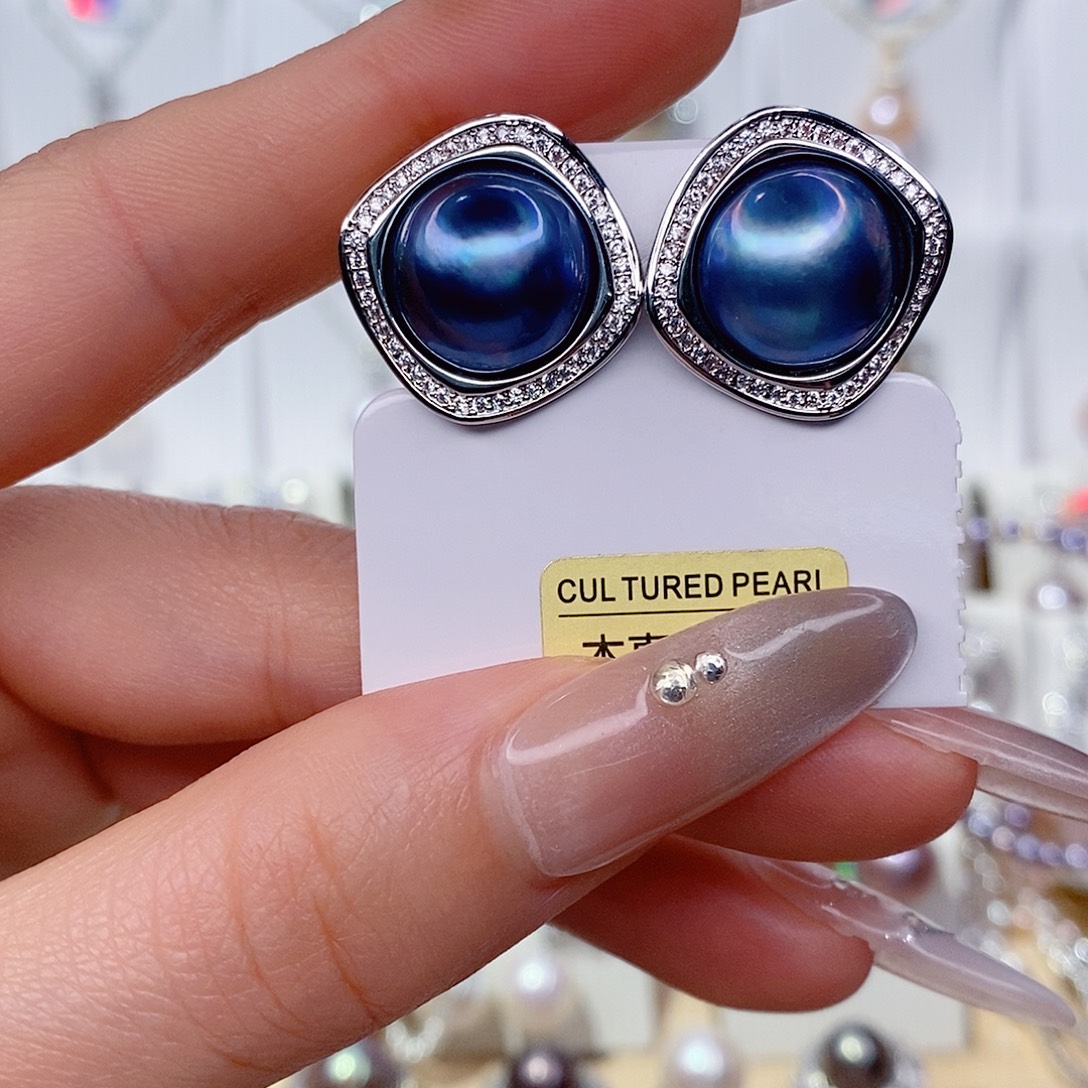 冬***球耳饰淡水珍珠未镶嵌