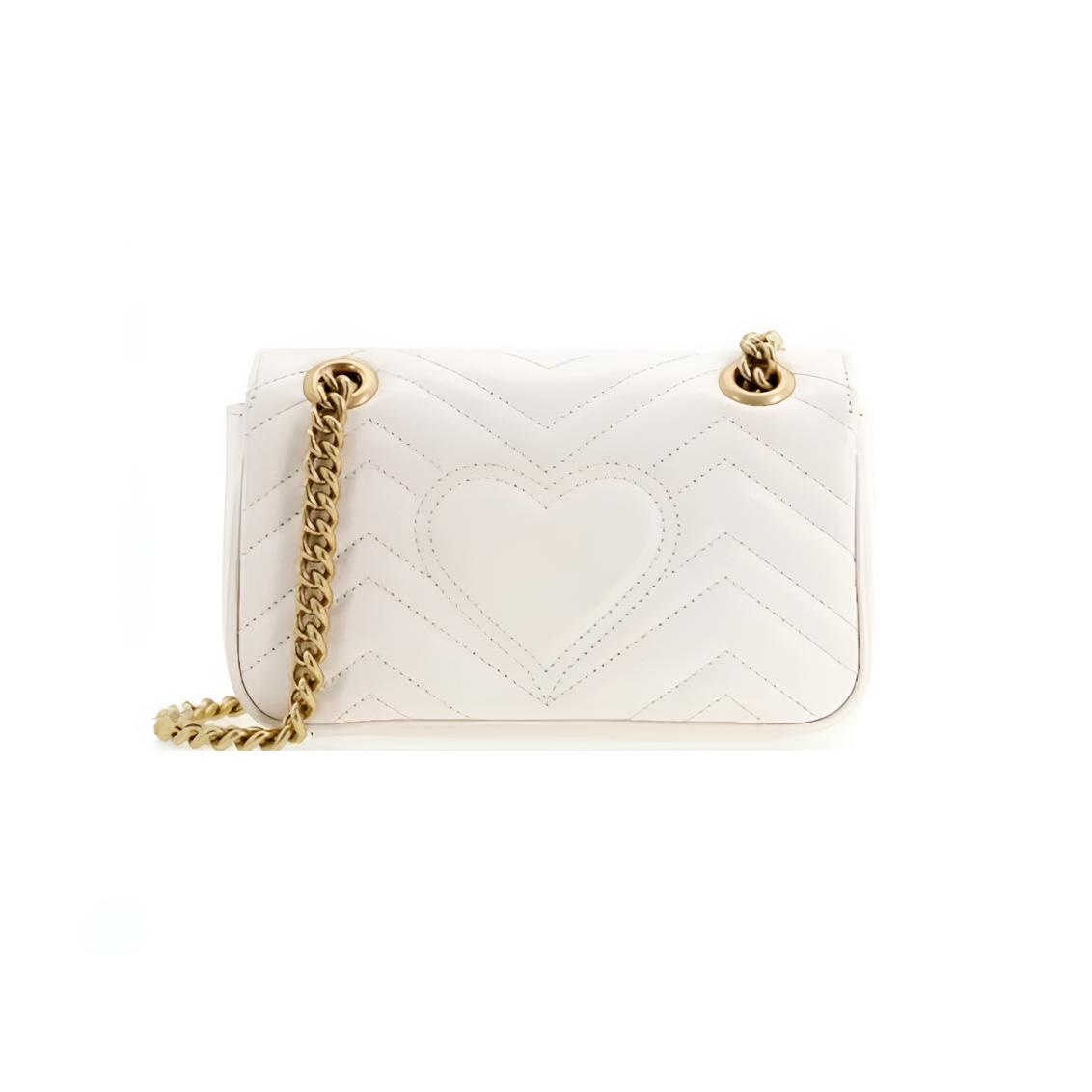 定制款爱心链条包单肩女包 G3146 小号白色 (可嘎嘣) 尺寸22*6*14