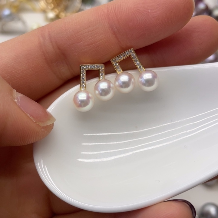 海水珍珠耳饰银S925镶嵌