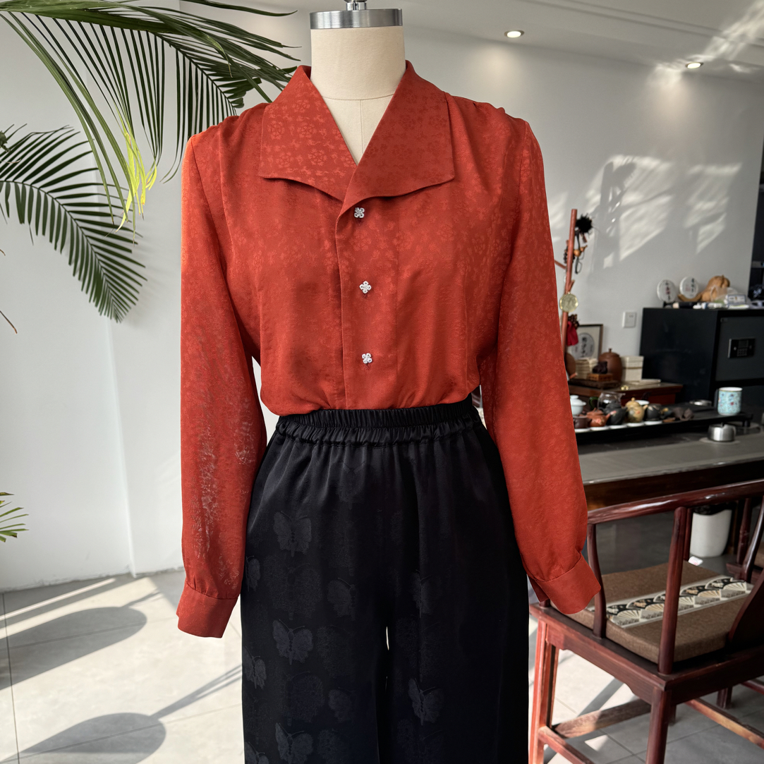 【筱歌工作室】桑蚕丝鹅绒服宋锦香云纱定制立领复古中式国风马甲