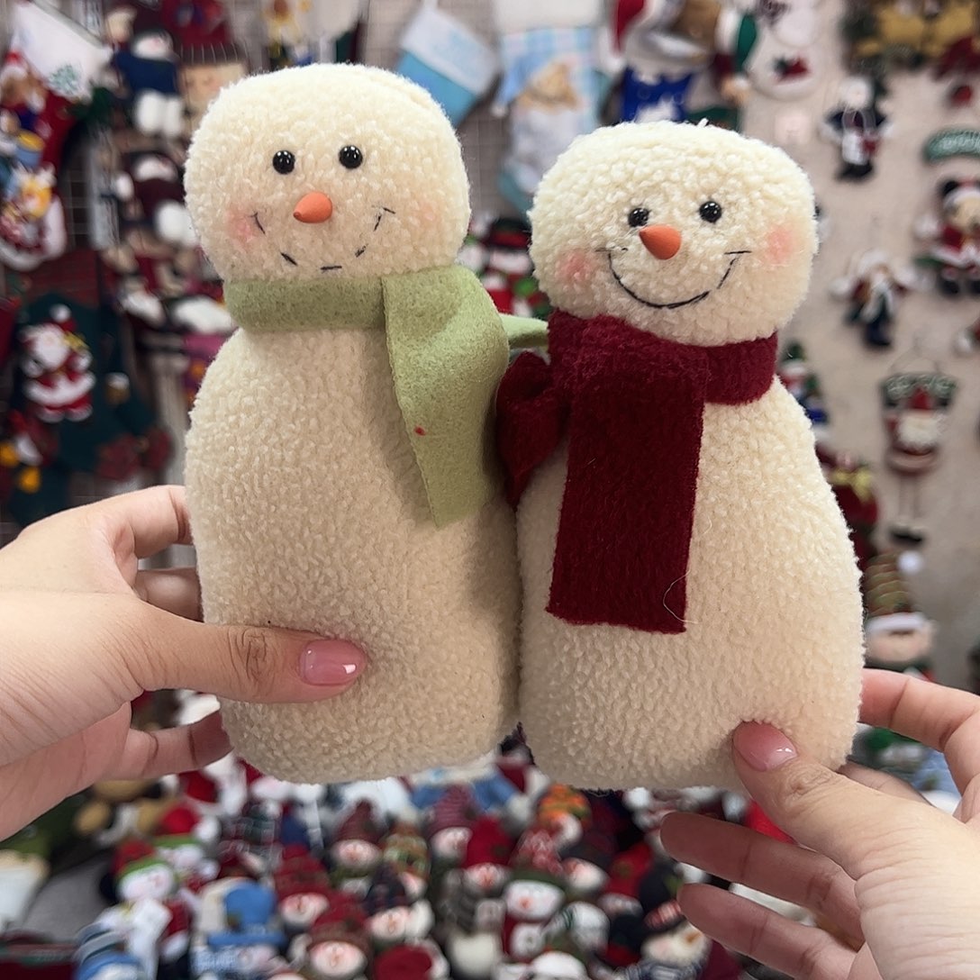 毛绒光头半成品雪人一对