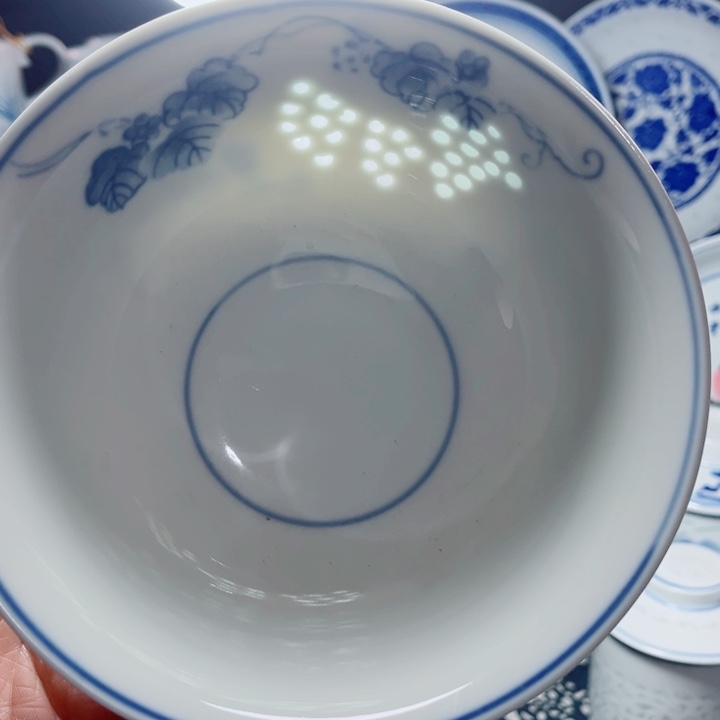 青花玲珑6寸小面碗葡萄