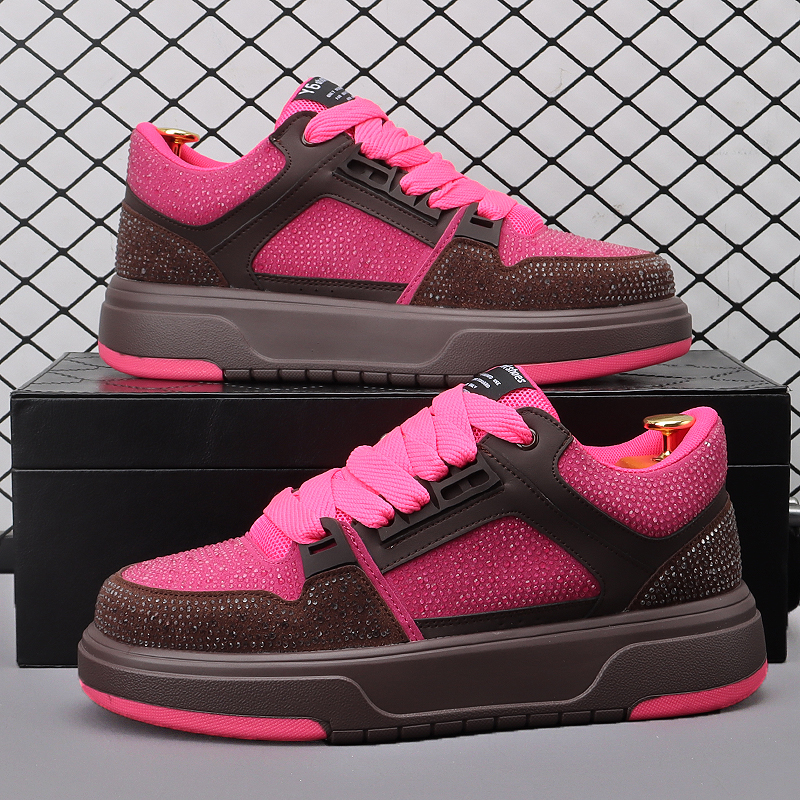 厚底板鞋男2025年秋季新款休闲鞋欧洲站潮流百搭内增高水钻潮男鞋