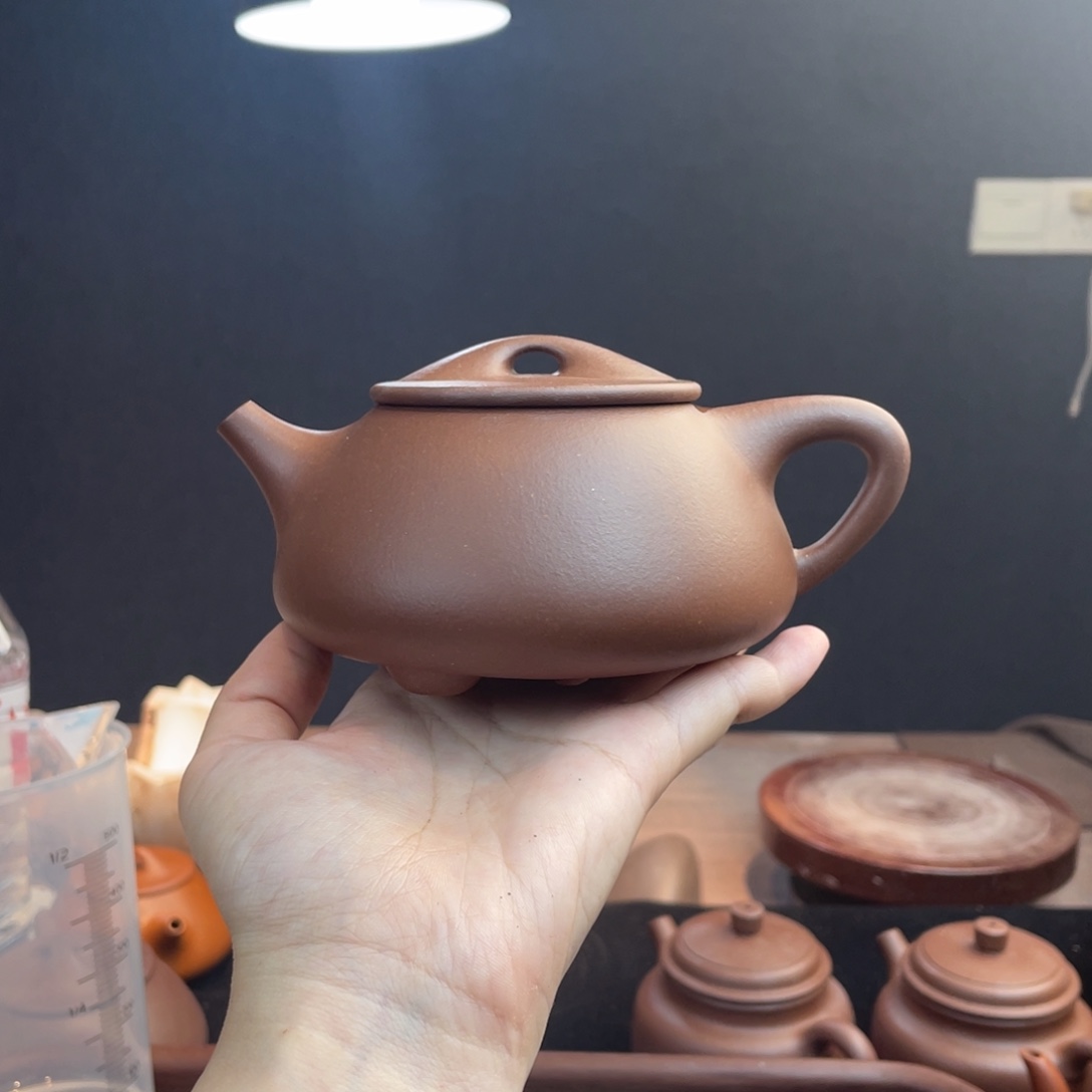 茶壶紫砂全手工底槽清景舟石瓢310cc