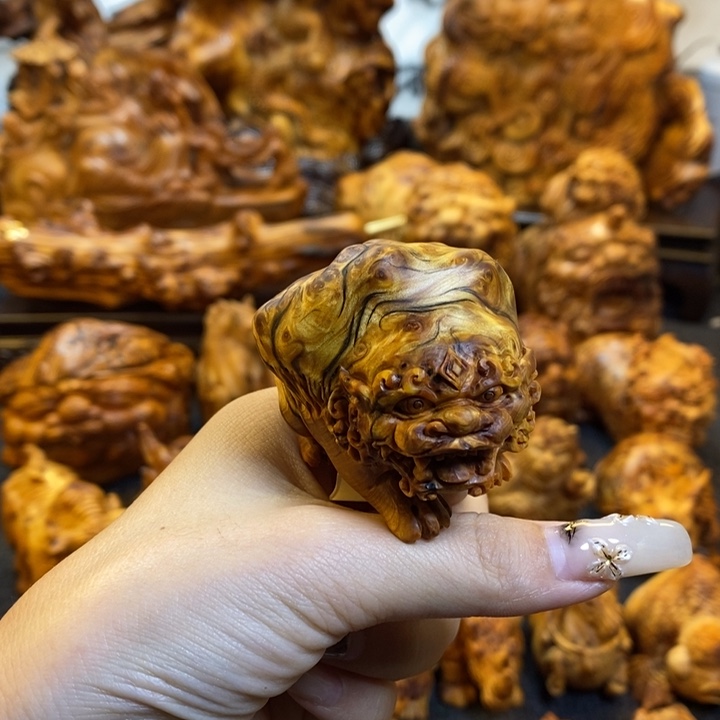 清***淮柏木貔貅手把件手把件